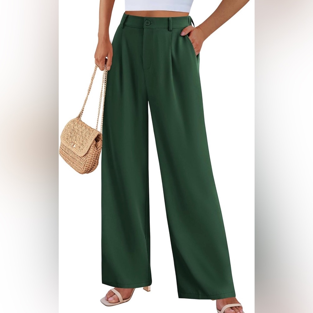 Wet Seal Dark Green Wide-Leg High-Rise Pants